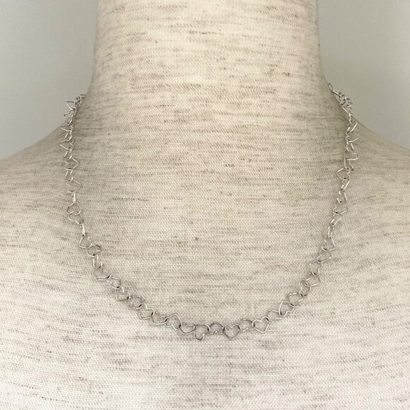 Sterling Silver 925 IBB Dainty 6MM Open Heart Link Chain Necklace 17.5" - Picture 11 of 16